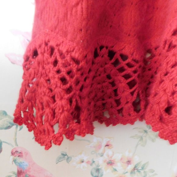 🌳🍃 Anthropologie Feather Bone Oda Red Sweater Dress 🌳🍃 - Picture 3 of 15